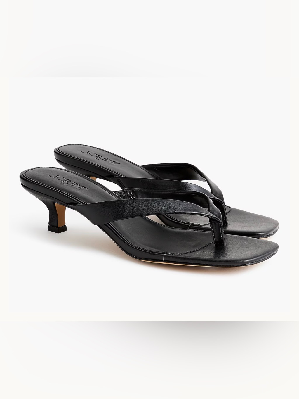 Nwob J. Crew Black Leather Thong Kitten-Heel Sandals Size 9